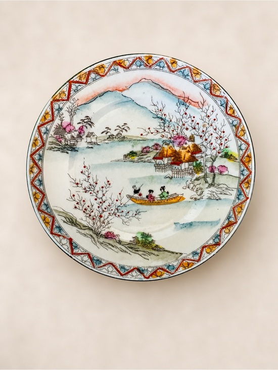 Other - 5 / $40 Vintage Japanese Scenic Plate Hand Painted Cherry Blossom Decor